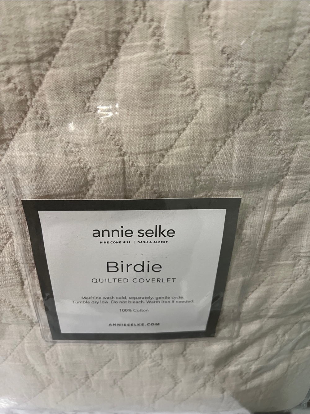 annie selke Birdie Quilted Coverlet in Cream